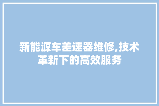 新能源车差速器维修,技术革新下的高效服务