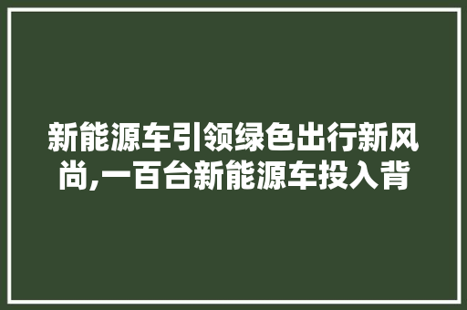 新能源车引领绿色出行新风尚,一百台新能源车投入背后的故事
