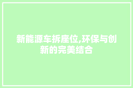 新能源车拆座位,环保与创新的完美结合 新能源汽车