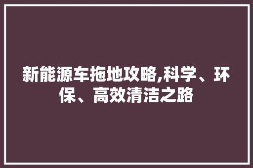 新能源车拖地攻略,科学、环保、高效清洁之路