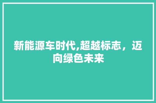 新能源车时代,超越标志，迈向绿色未来