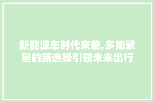 新能源车时代来临,多如繁星的新选择引领未来出行 车联网技术