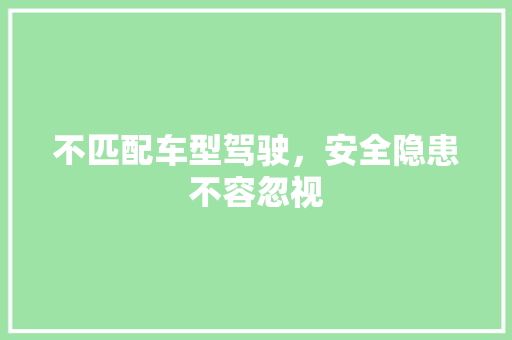 不匹配车型驾驶，安全隐患不容忽视