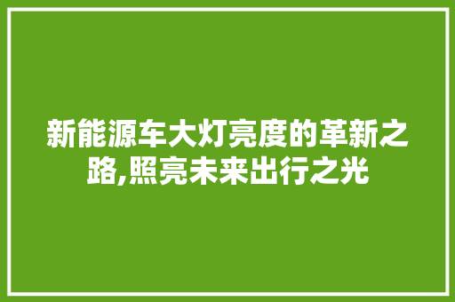 新能源车大灯亮度的革新之路,照亮未来出行之光