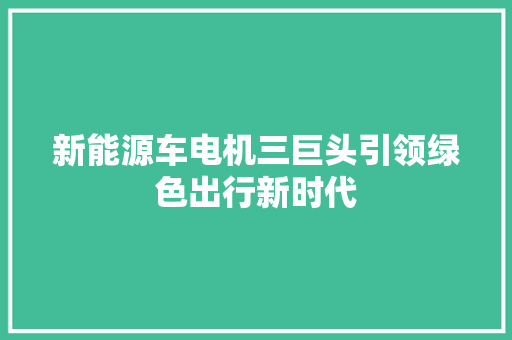 新能源车电机三巨头引领绿色出行新时代