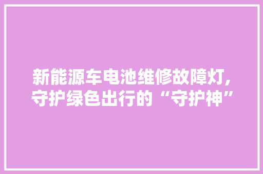新能源车电池维修故障灯,守护绿色出行的“守护神”