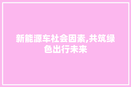 新能源车社会因素,共筑绿色出行未来