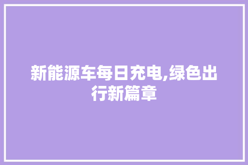 新能源车每日充电,绿色出行新篇章 自动驾驶