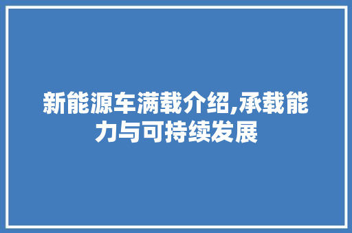 新能源车满载介绍,承载能力与可持续发展