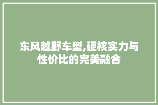 东风越野车型,硬核实力与性价比的完美融合