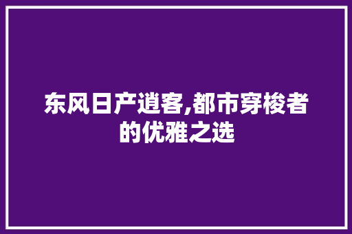 东风日产逍客,都市穿梭者的优雅之选