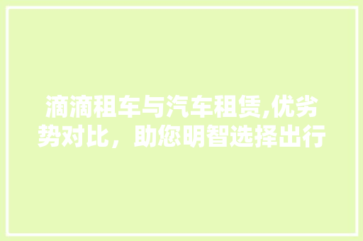 滴滴租车与汽车租赁,优劣势对比，助您明智选择出行方式