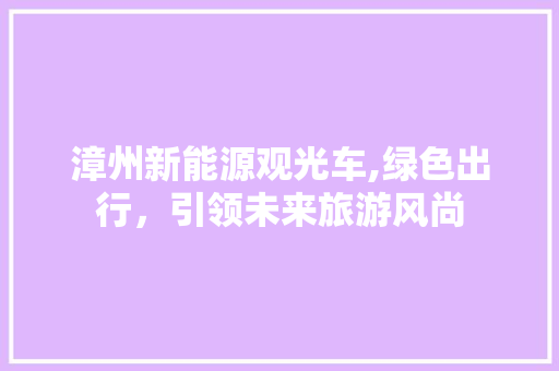 漳州新能源观光车,绿色出行，引领未来旅游风尚