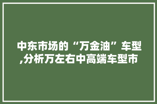 中东市场的“万金油”车型,分析万左右中高端车型市场趋势