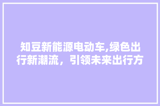 知豆新能源电动车,绿色出行新潮流，引领未来出行方式 汽车配件