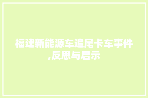 福建新能源车追尾卡车事件,反思与启示 混合动力车