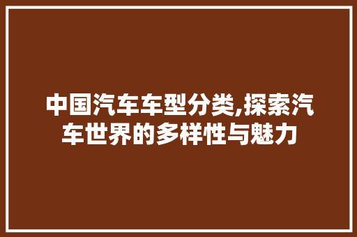 中国汽车车型分类,探索汽车世界的多样性与魅力