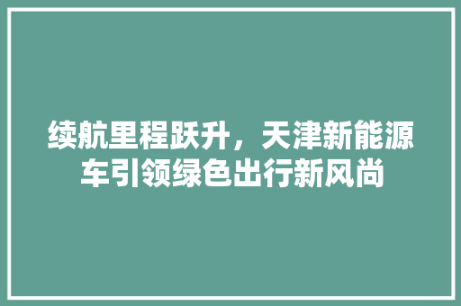 续航里程跃升，天津新能源车引领绿色出行新风尚 车载导航