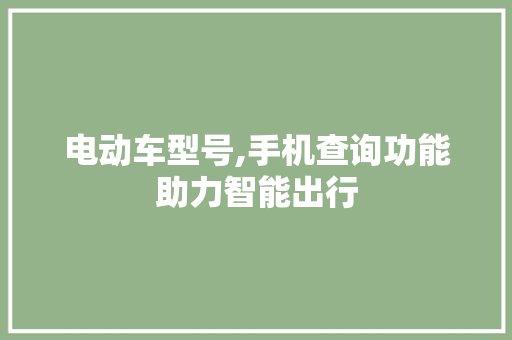 电动车型号,手机查询功能助力智能出行