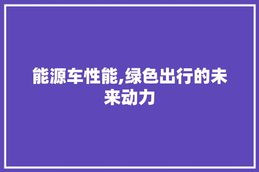 能源车性能,绿色出行的未来动力