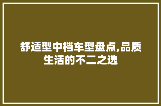 舒适型中档车型盘点,品质生活的不二之选