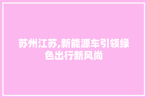 苏州江苏,新能源车引领绿色出行新风尚
