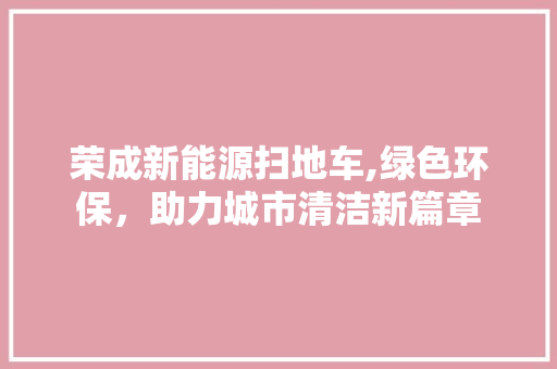 荣成新能源扫地车,绿色环保，助力城市清洁新篇章