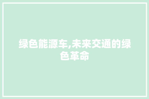 绿色能源车,未来交通的绿色革命