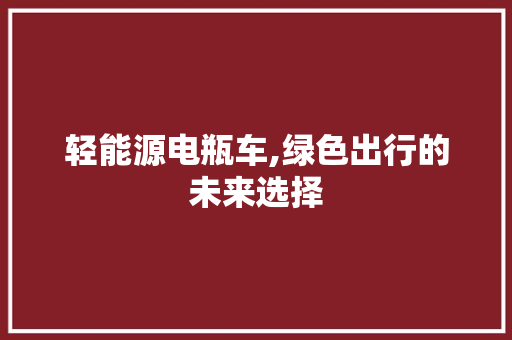 轻能源电瓶车,绿色出行的未来选择 车型评测