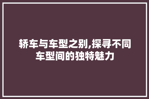 轿车与车型之别,探寻不同车型间的独特魅力 汽车保养