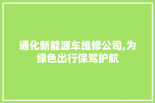 通化新能源车维修公司,为绿色出行保驾护航