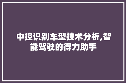 中控识别车型技术分析,智能驾驶的得力助手