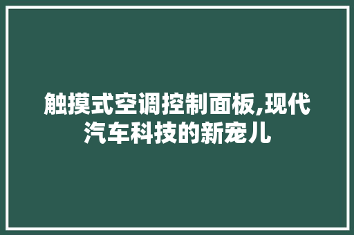 触摸式空调控制面板,现代汽车科技的新宠儿