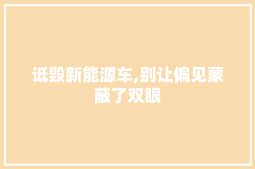 诋毁新能源车,别让偏见蒙蔽了双眼 汽车保养