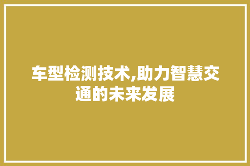 车型检测技术,助力智慧交通的未来发展