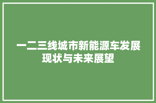 一二三线城市新能源车发展现状与未来展望