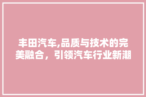 丰田汽车,品质与技术的完美融合，引领汽车行业新潮流