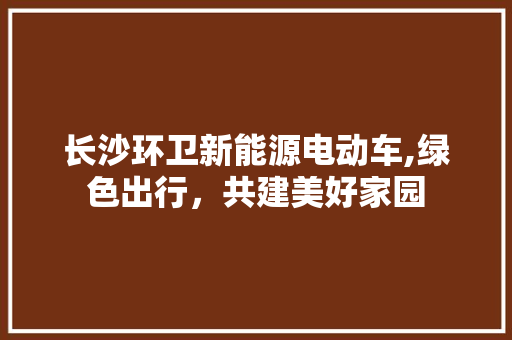 长沙环卫新能源电动车,绿色出行，共建美好家园