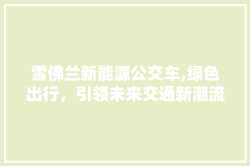 雪佛兰新能源公交车,绿色出行，引领未来交通新潮流