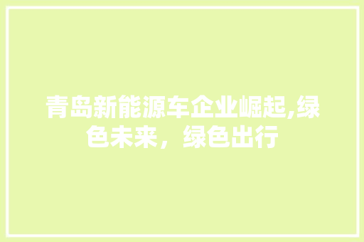 青岛新能源车企业崛起,绿色未来，绿色出行