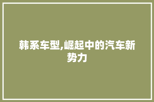 韩系车型,崛起中的汽车新势力