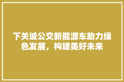 下关城公交新能源车助力绿色发展，构建美好未来