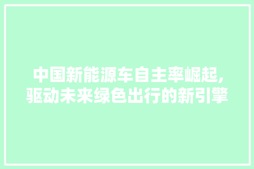 中国新能源车自主率崛起,驱动未来绿色出行的新引擎