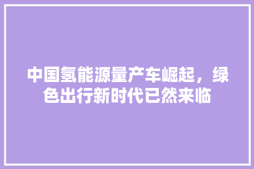 中国氢能源量产车崛起，绿色出行新时代已然来临
