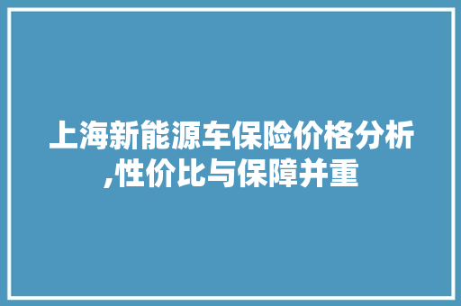 上海新能源车保险价格分析,性价比与保障并重