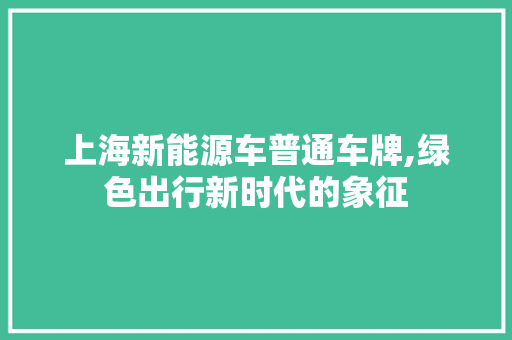 上海新能源车普通车牌,绿色出行新时代的象征