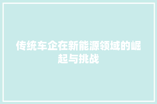 传统车企在新能源领域的崛起与挑战