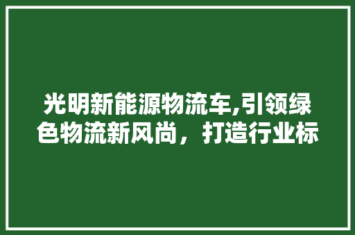 光明新能源物流车,引领绿色物流新风尚，打造行业标杆