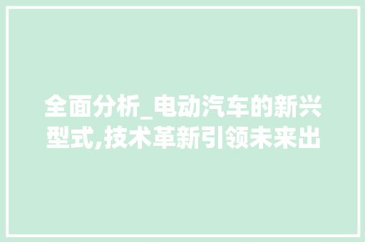 全面分析_电动汽车的新兴型式,技术革新引领未来出行