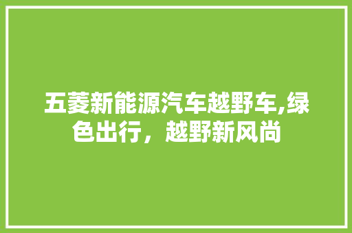 五菱新能源汽车越野车,绿色出行，越野新风尚